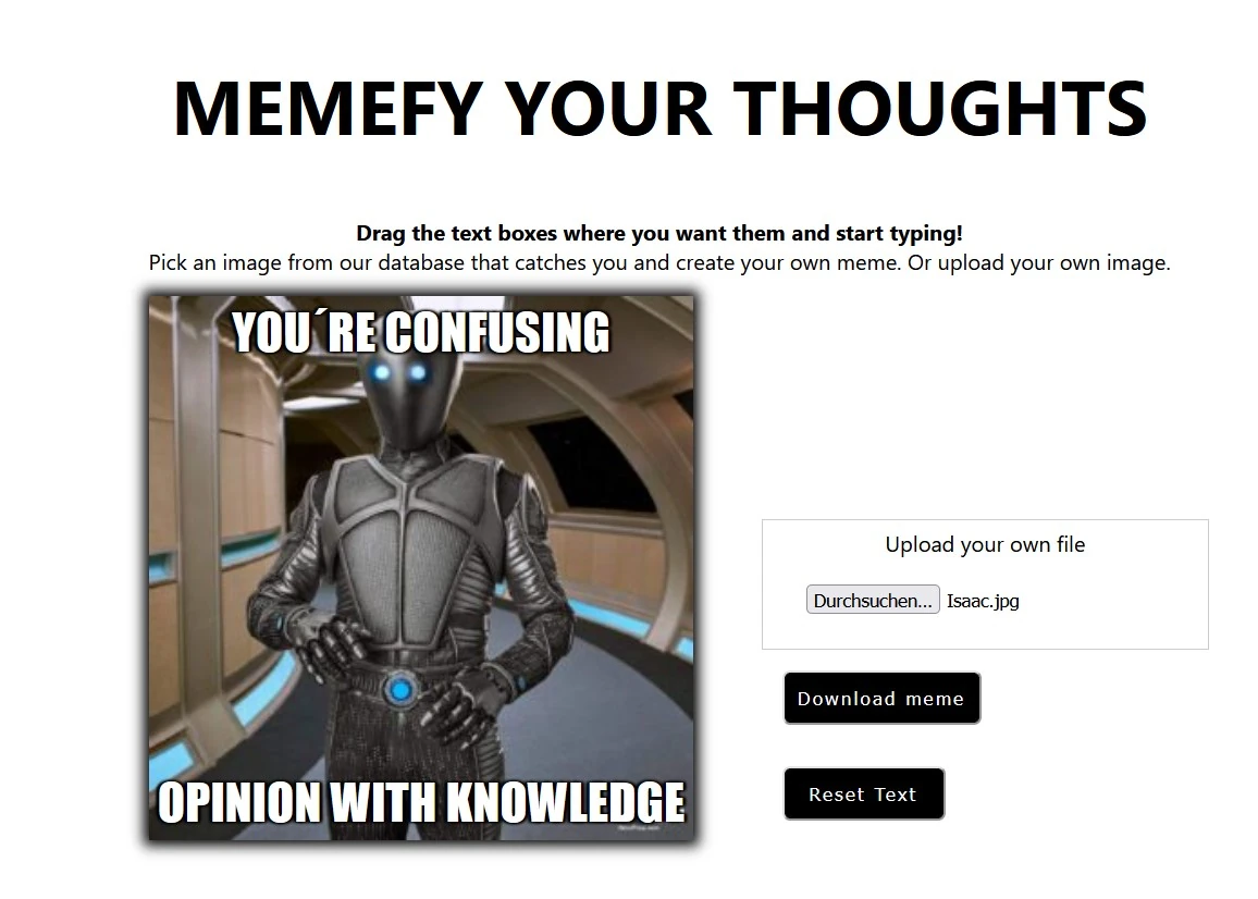 Screenshot of Meme Generator